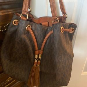 Michael Kors leather logo drawstring bag